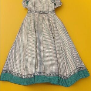 St Patrick’s day Irish Elegant Chanil handmade Teal and White Maxi Dress